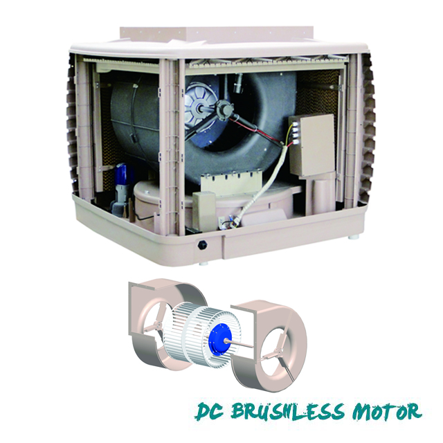 Refroidisseur d'air centrifuge 18000cmh DC, utilisation d'usine, refroidisseur d'air commercial, refroidisseur d'air évaporatif industriel 